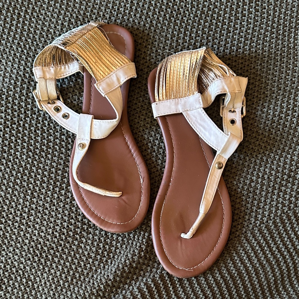 Elegant Gold and White Women's Sandals